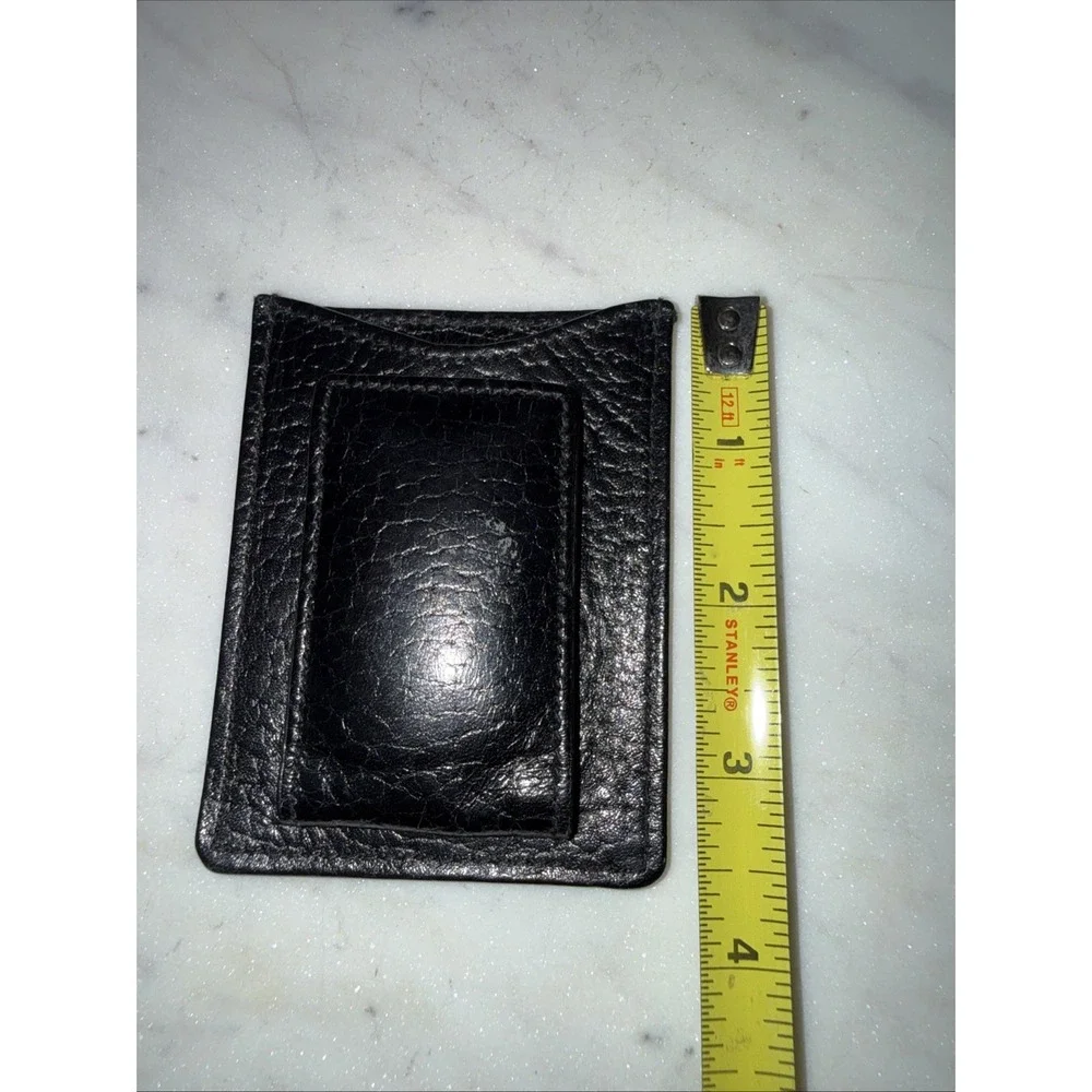 Leather Magnetic Money Clip Card Wallet  Top Grain Cowhide Black
